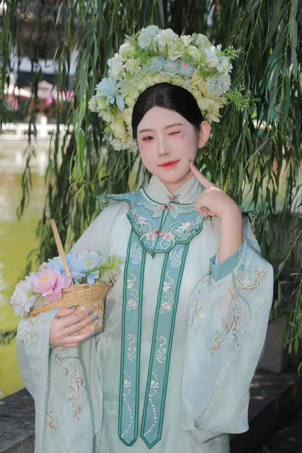 绿色簪花